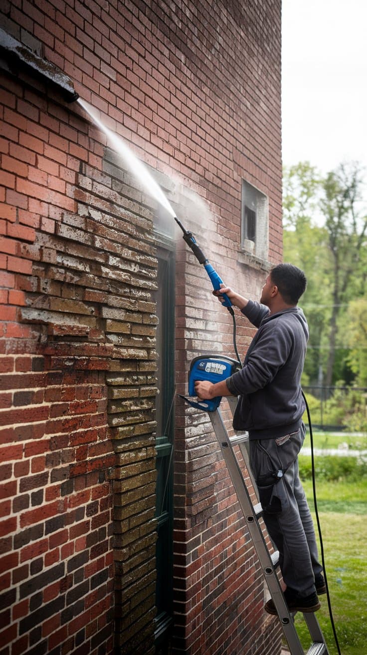 Pressure washing exterior surfaces